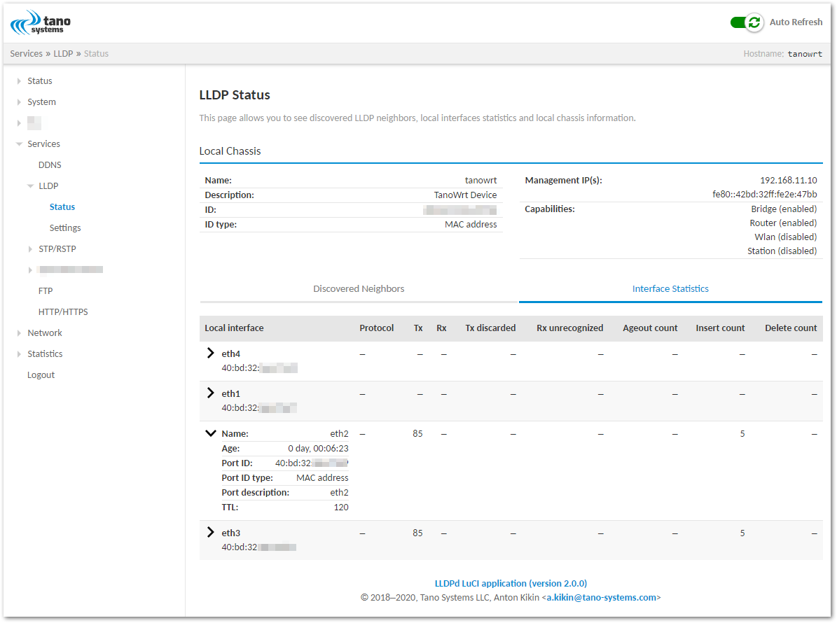 Local Interfaces Statistics