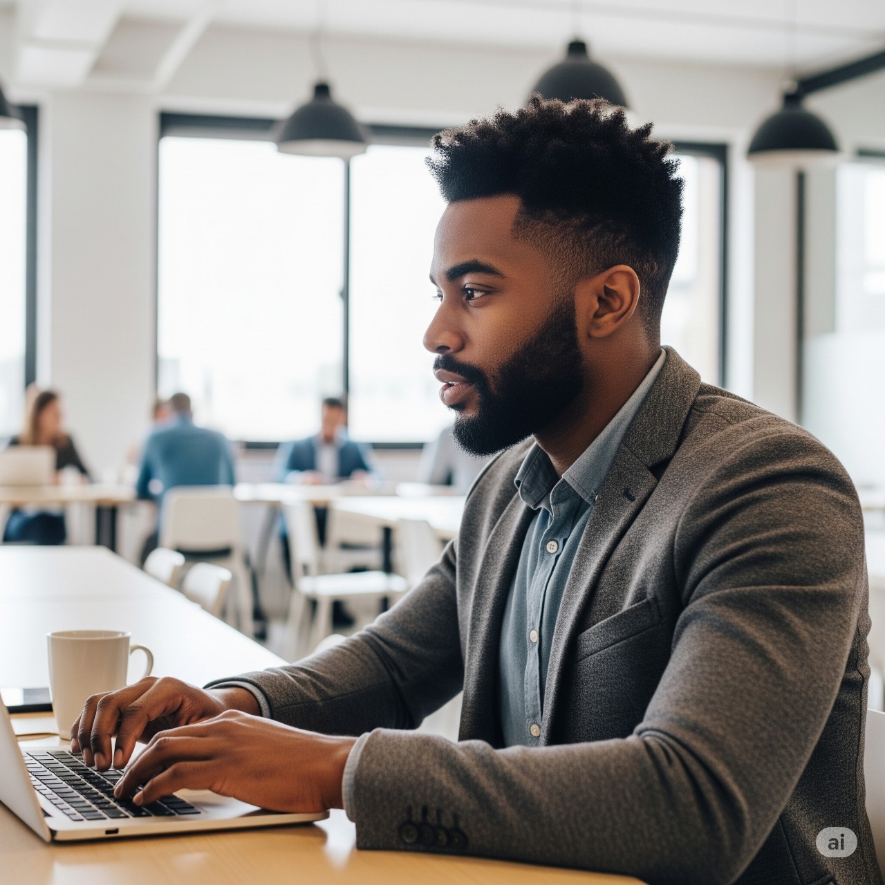 Young Black Professional Working on Laptop