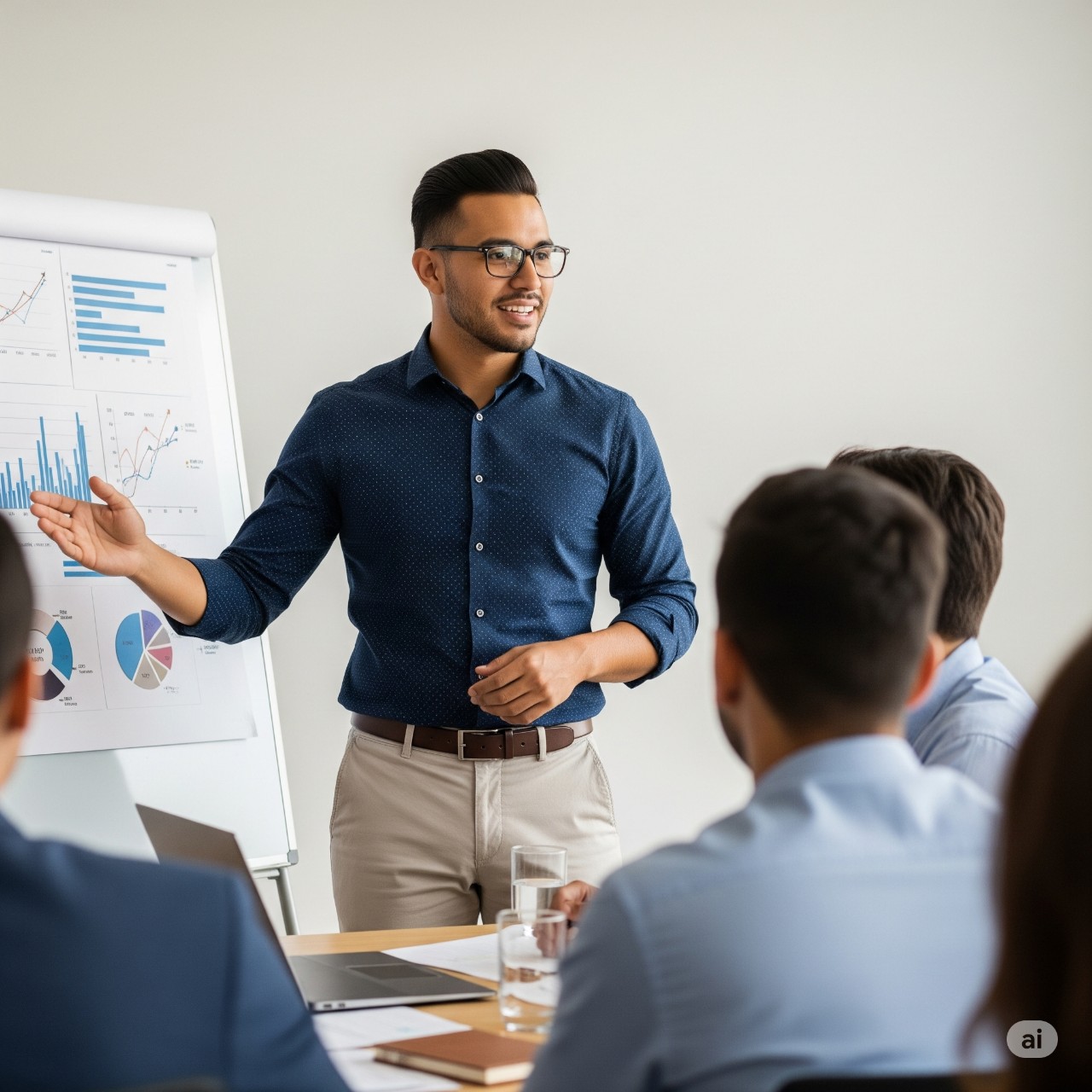 Latin American Businessman Giving Presentation