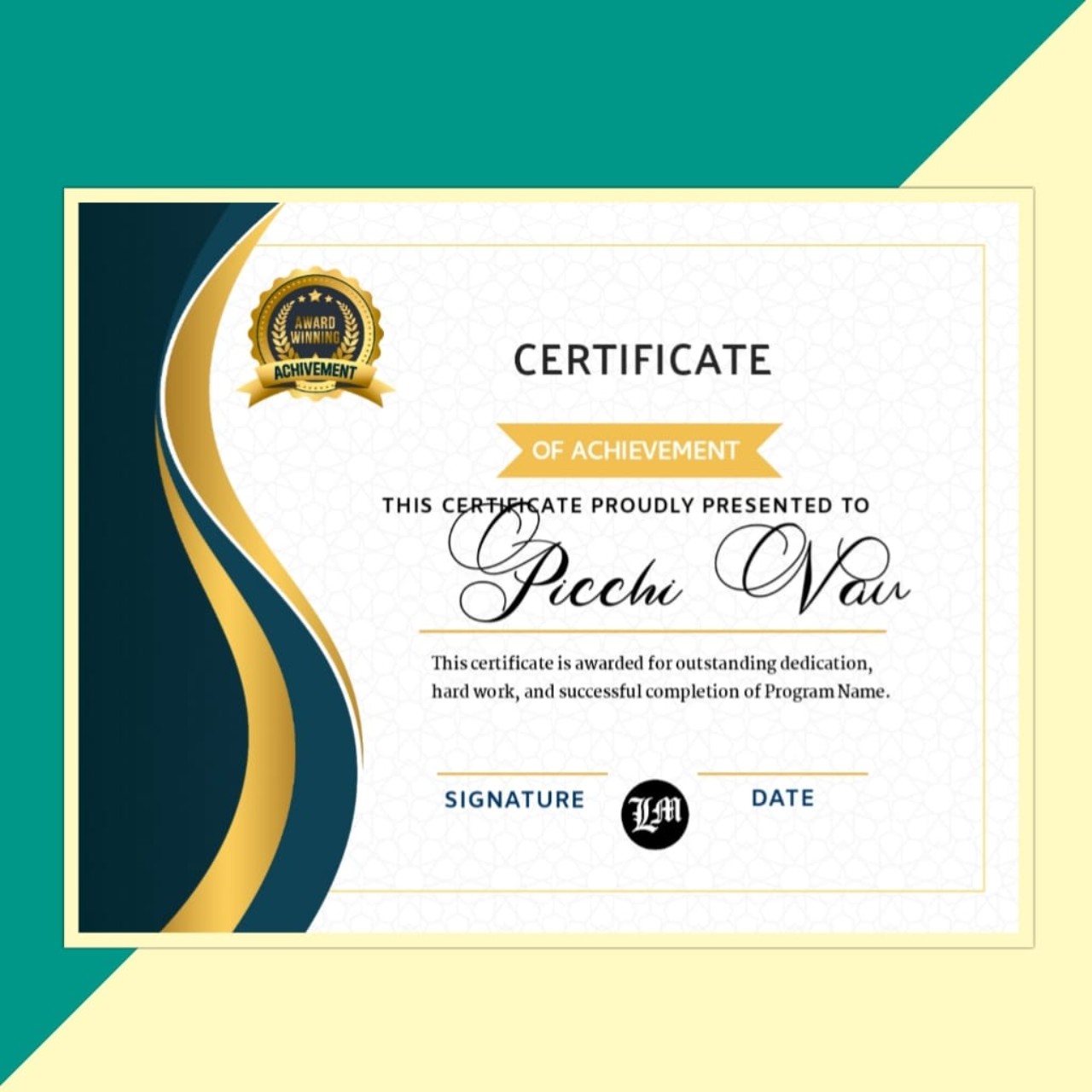 Certificate of Achievement PLP File