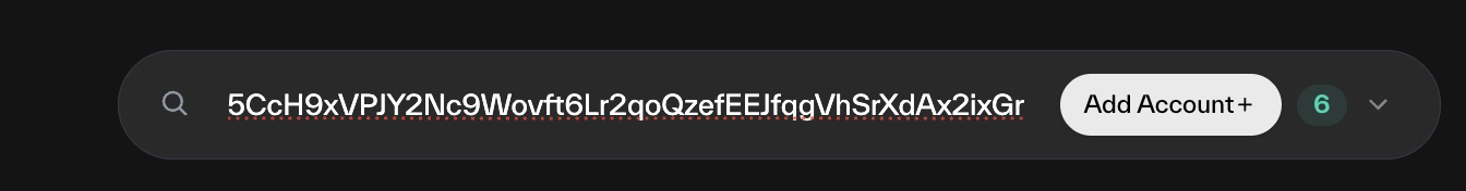 Taostats Pro portfolio search bar with a Bittensor wallet address entered, the 