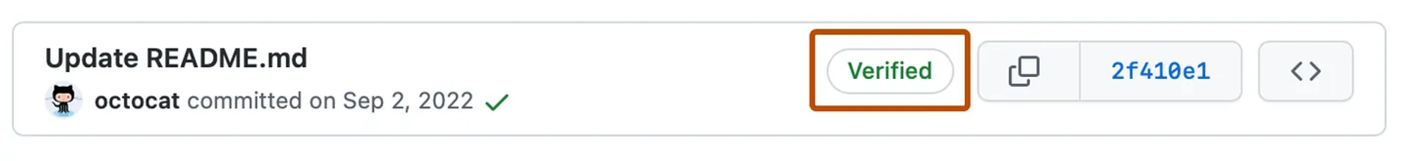 GitHub commit row showing a green