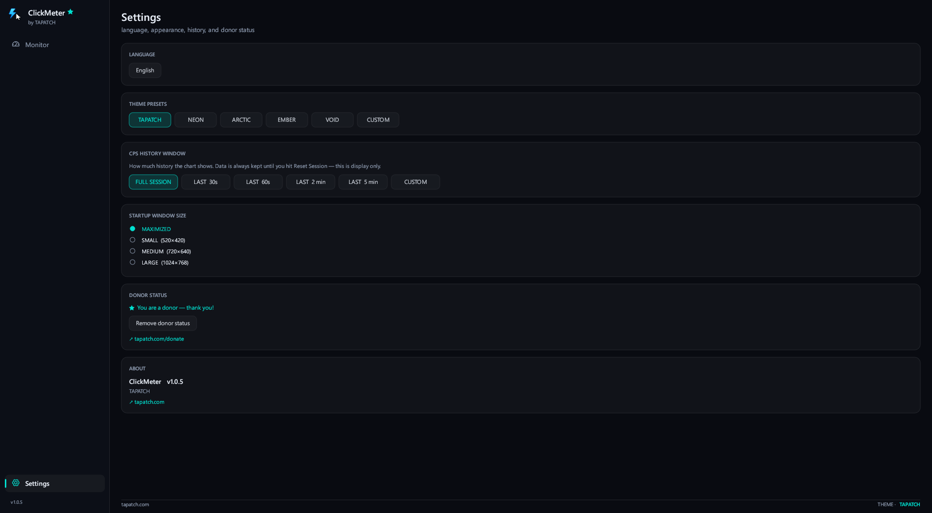 ClickMeter — Settings