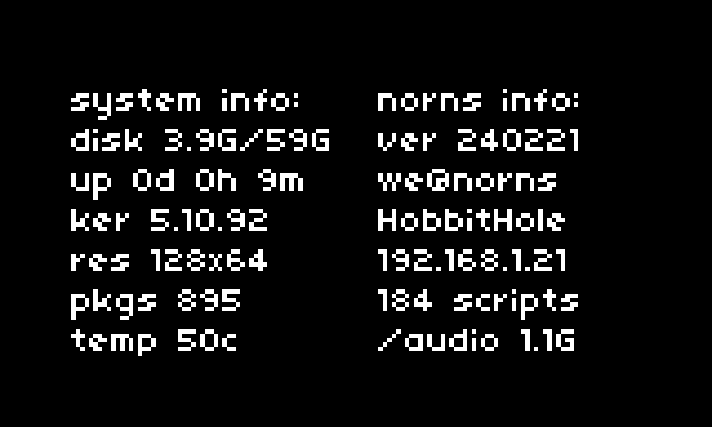 screenshot showing "more info" readout with no asccii art