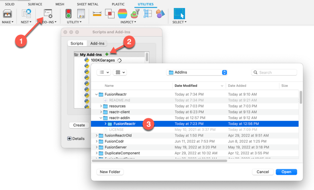 Fusion 360 Addins Dialog