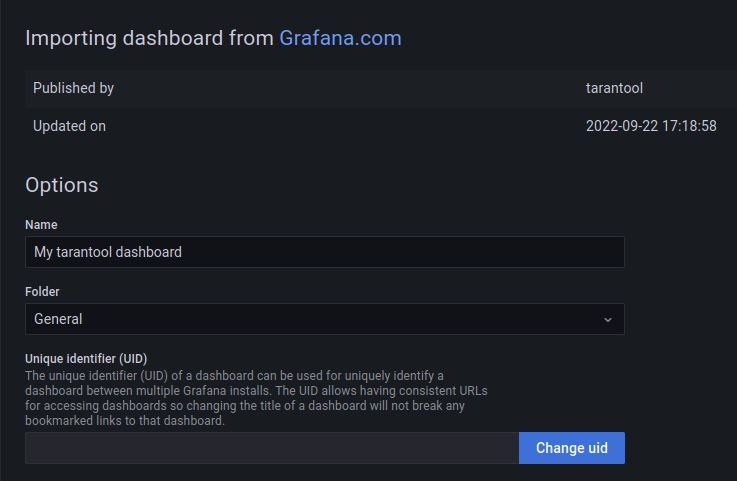 Dashboard import variables