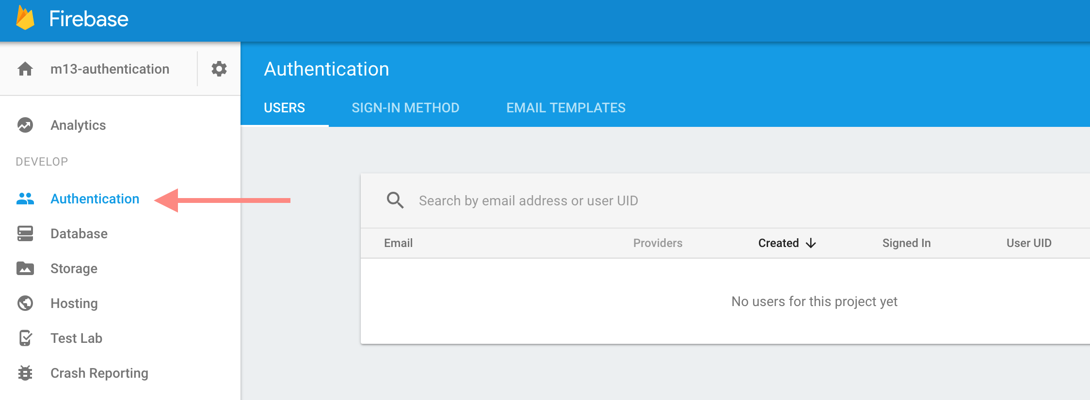 firebase authentication sidebar menu