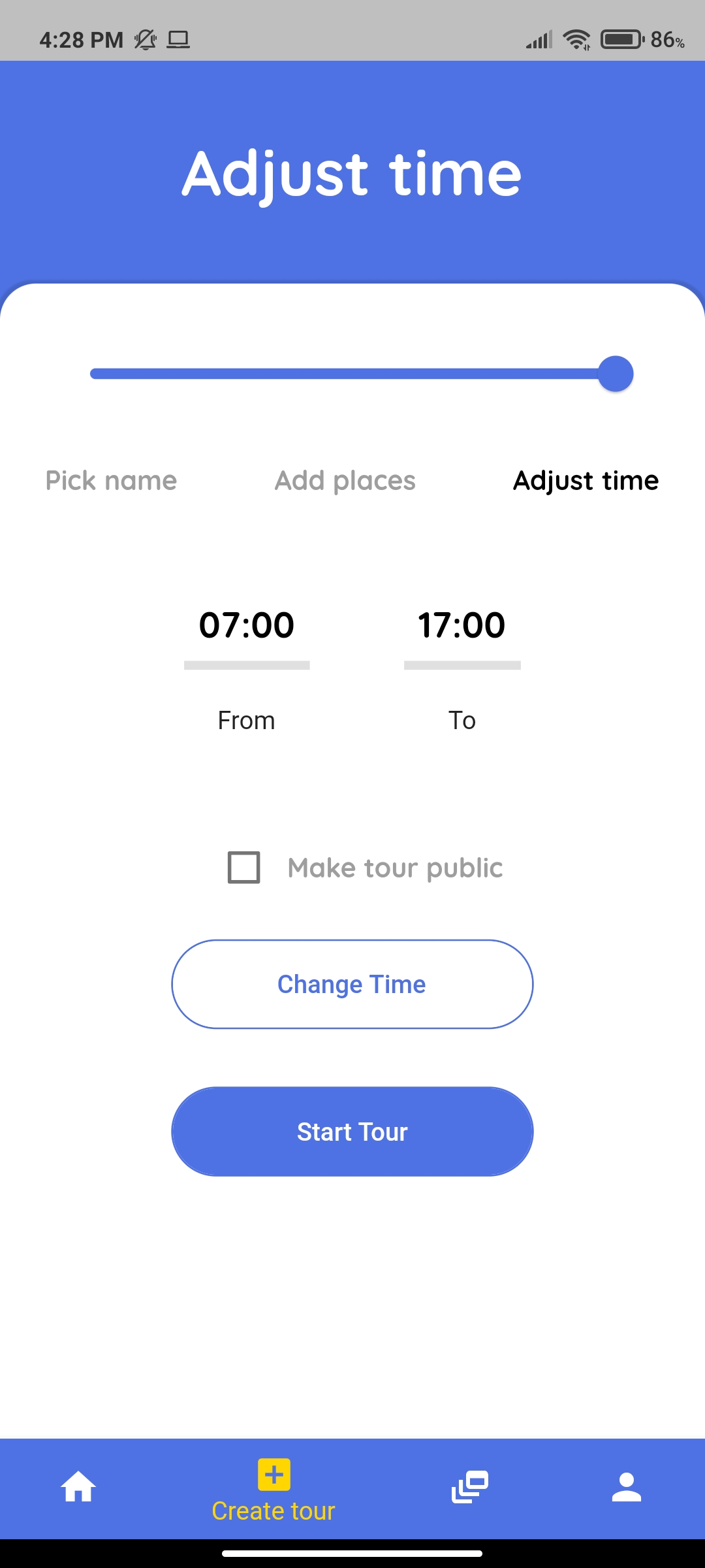 Adjust times of tour