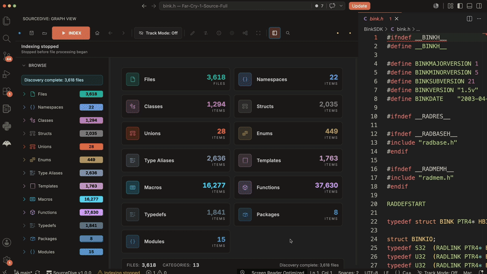 SourceDive live file browser