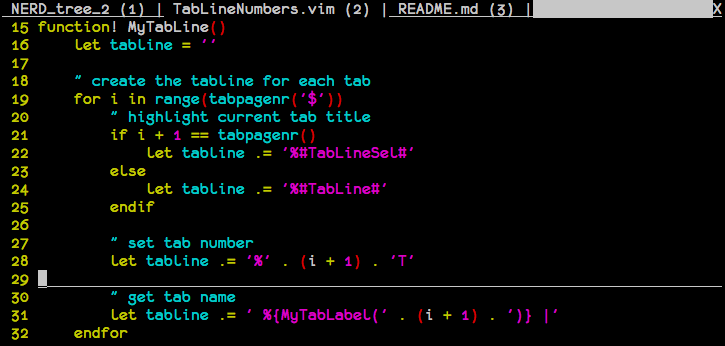 vim tabs with numbers