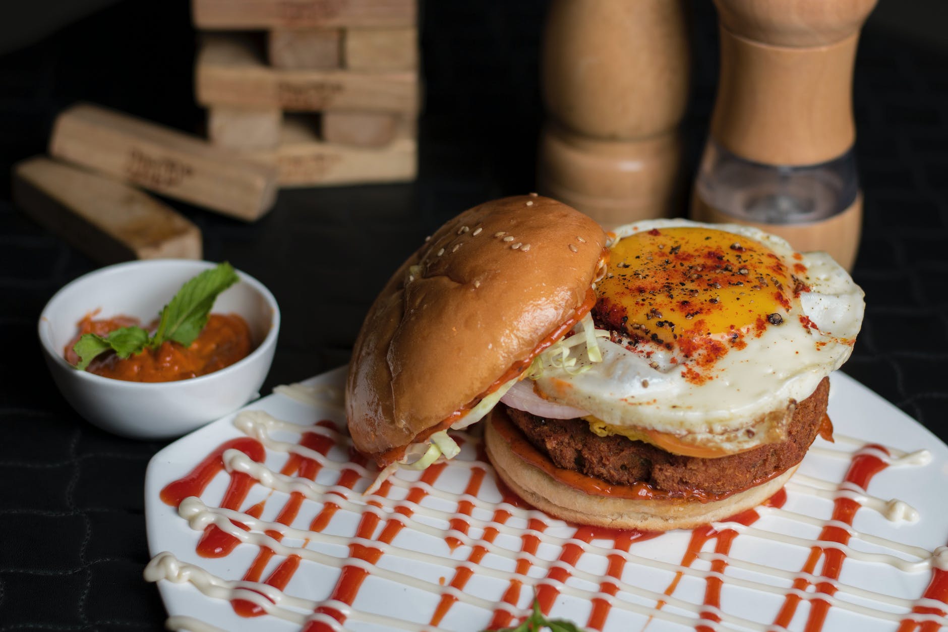 cooked burger on plate