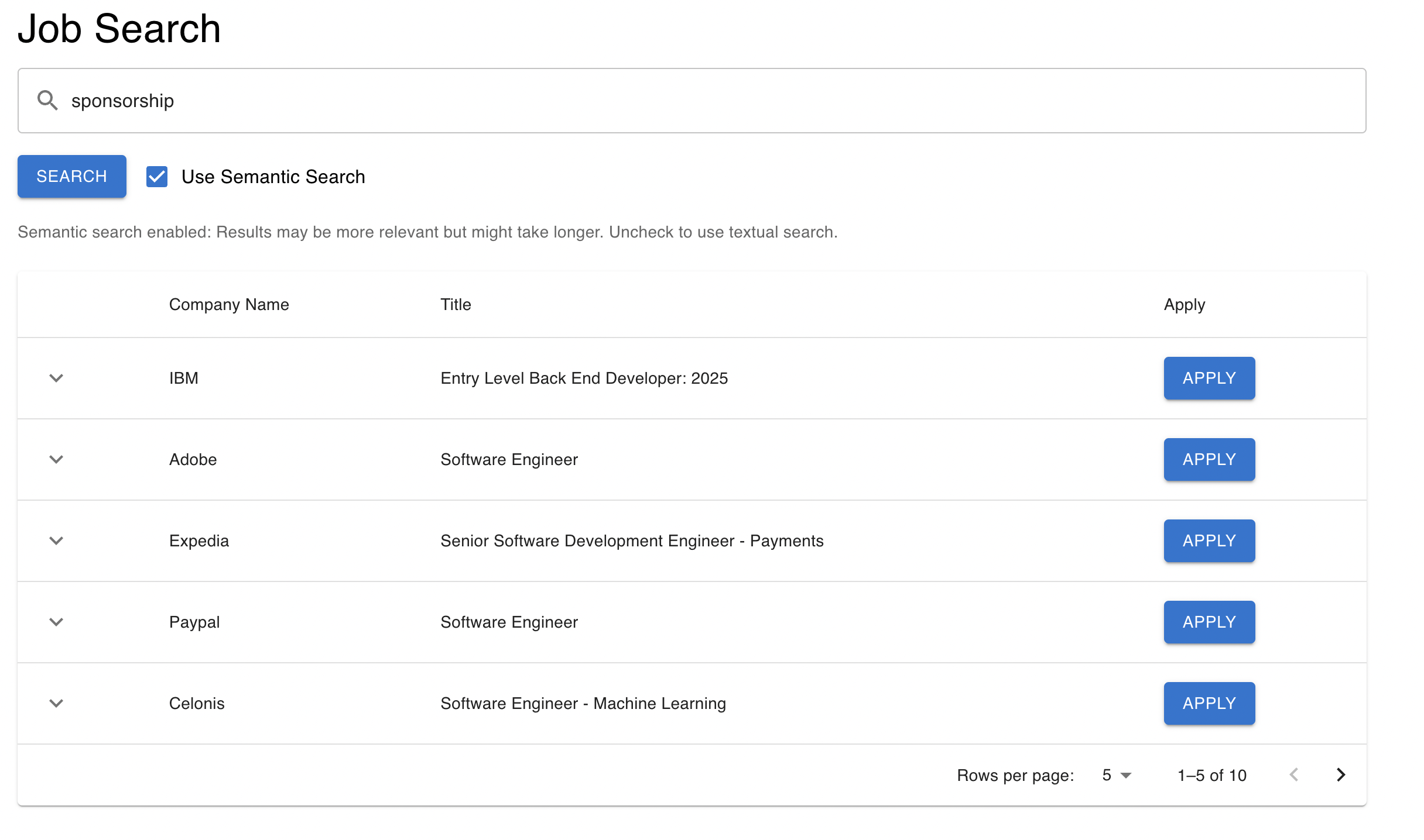 Job Search UI