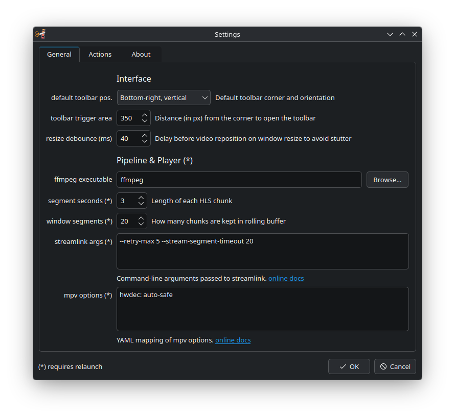 Settings Dialog