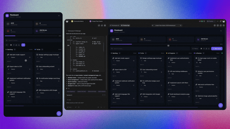 Project tracker built with Taskade Genesis