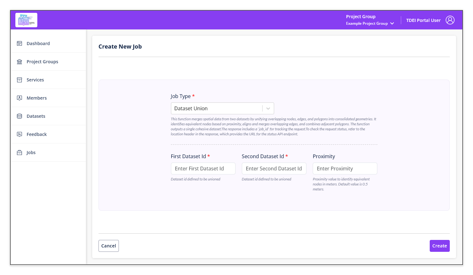 Dataset Union form