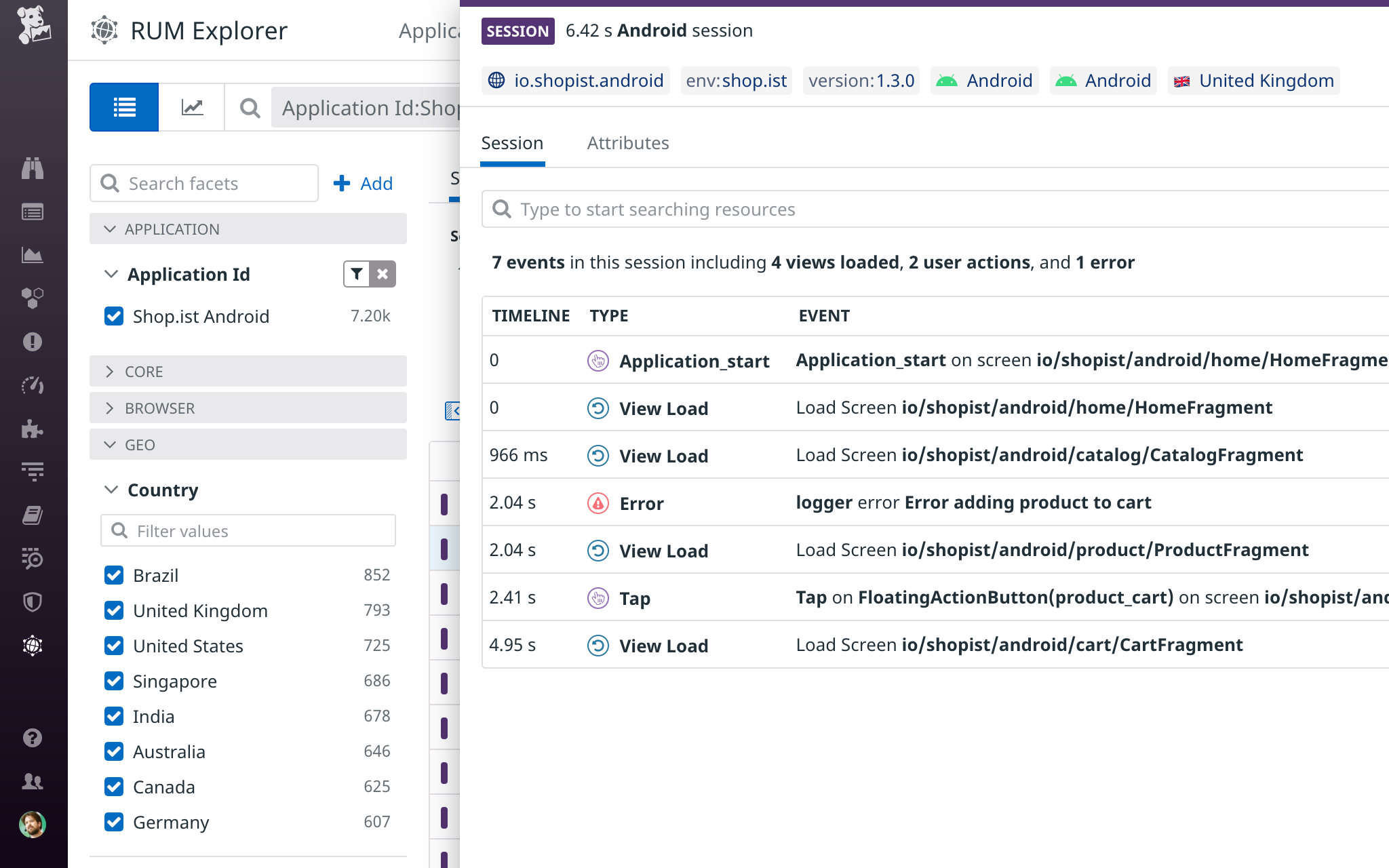 Datadog Mobile Logs