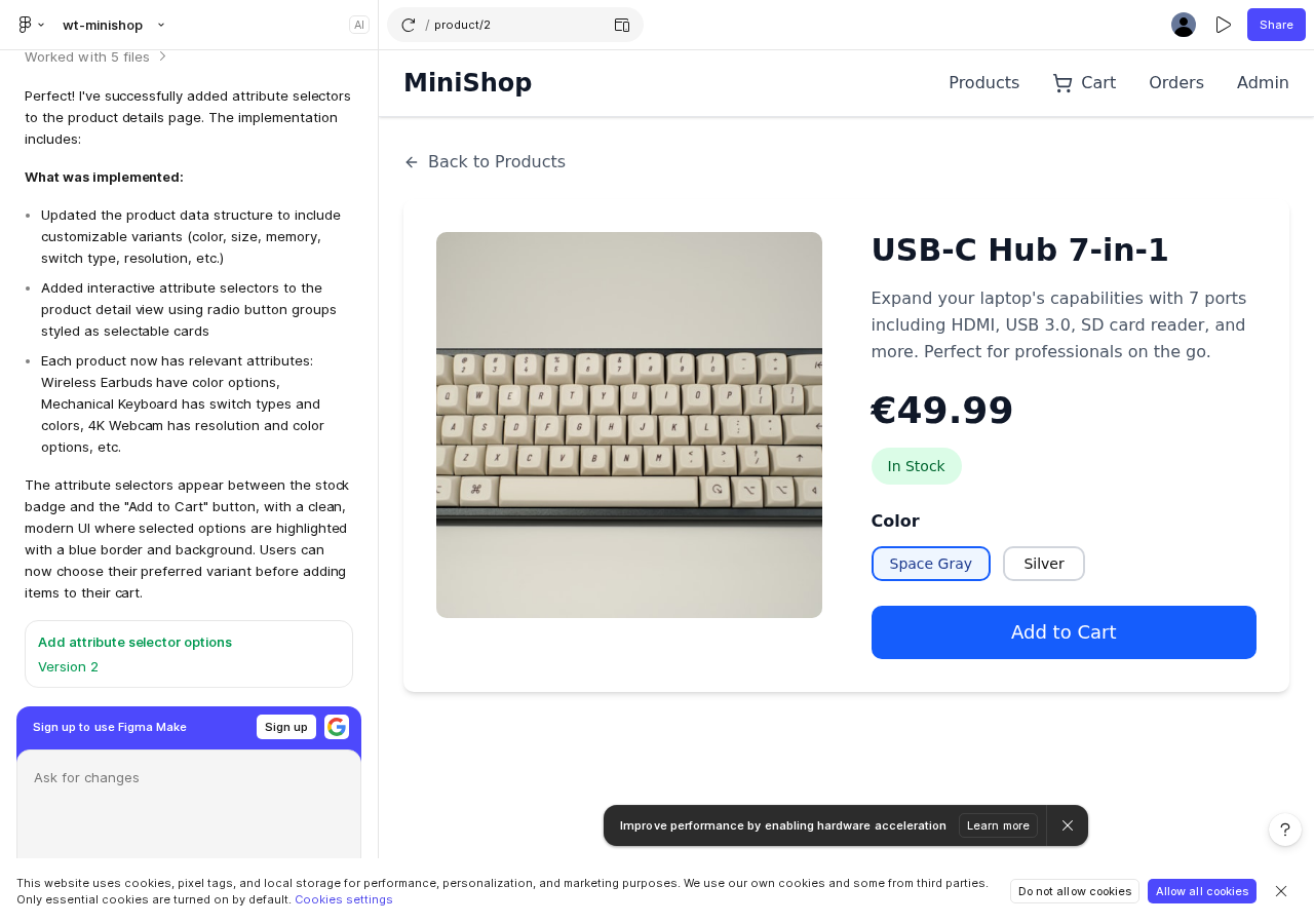 Product detail — Figma design realized