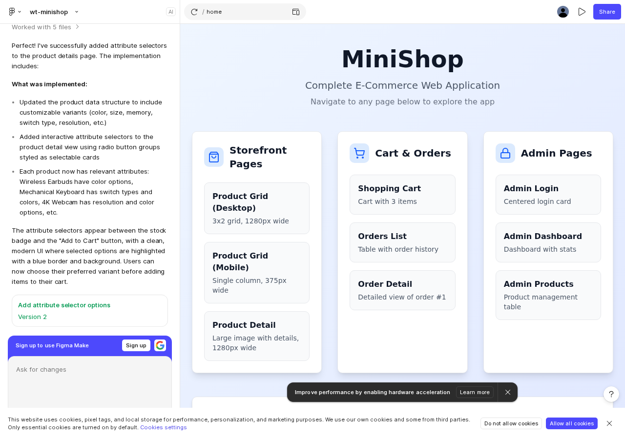 Figma Make design — page structure and navigation