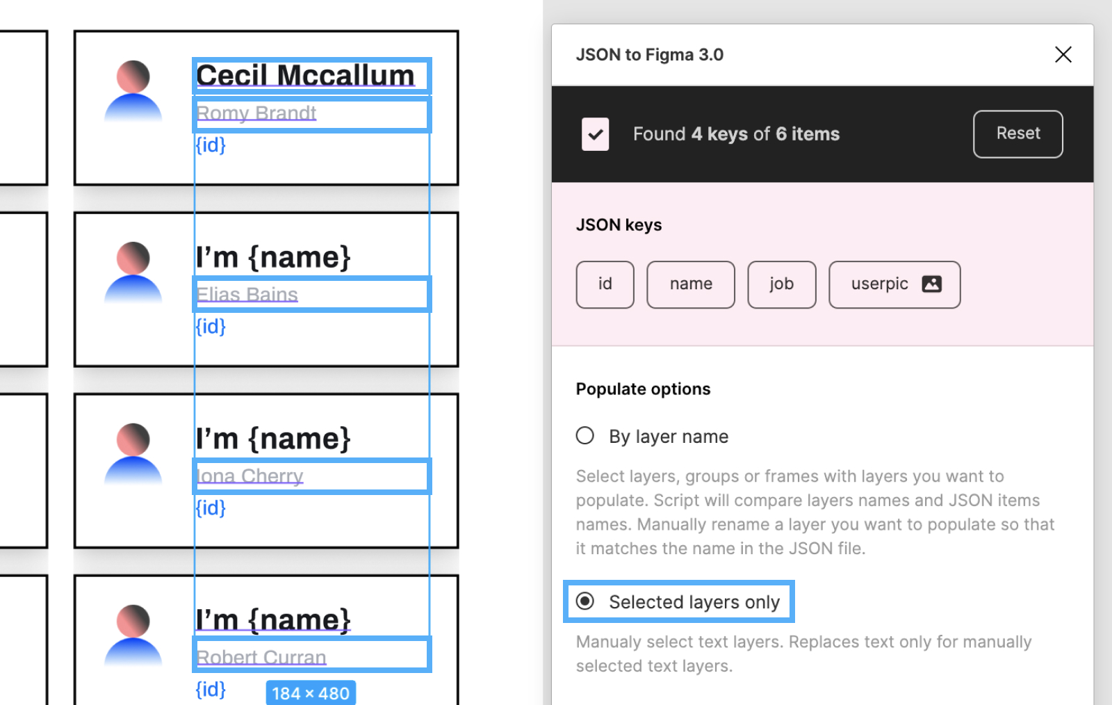 Selected layers only preview