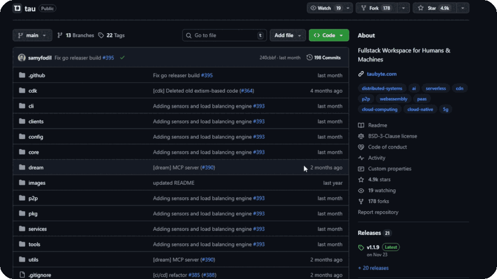 GIF showing starring our Taubyte repo