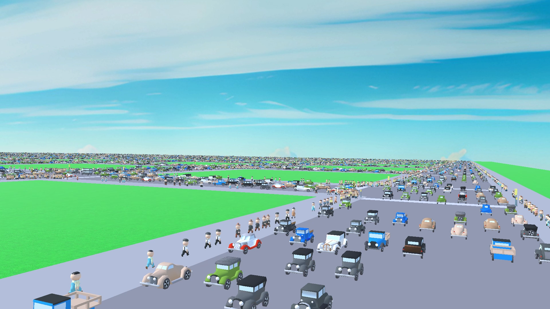 DOTS Traffic City simulation — thousands of vehicles and pedestrians running at 60 FPS