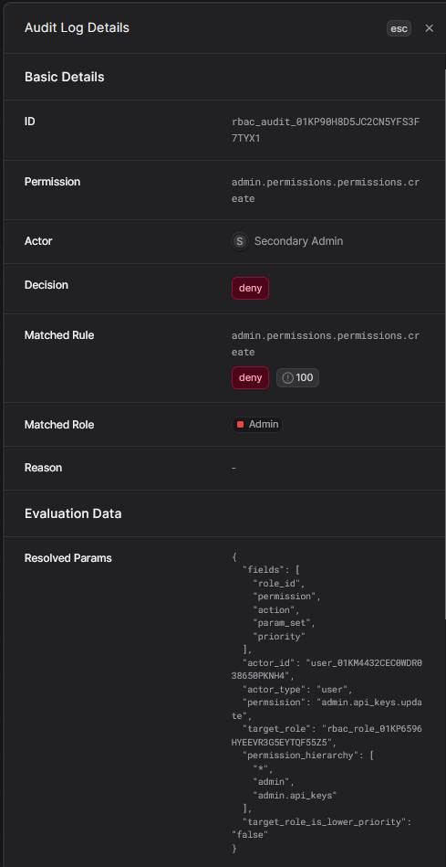 Audit log details