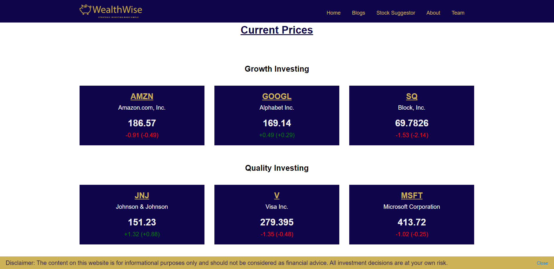 Stocks Display