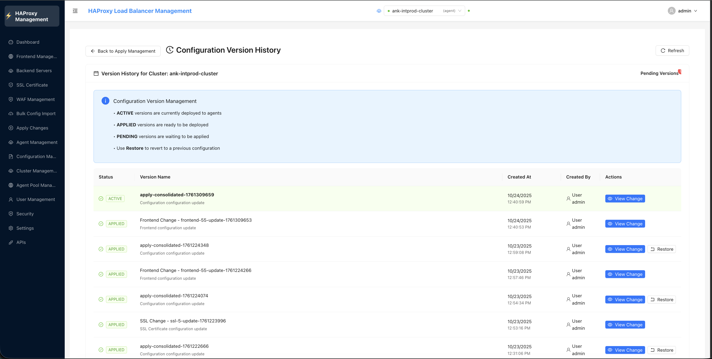 Version History - Timeline