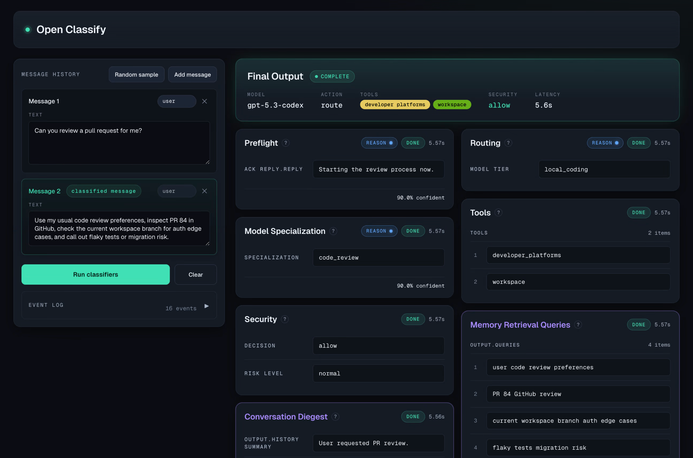Open Classify local workbench