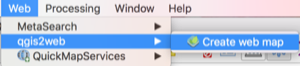 Image is a screenshot showing the create web map menu