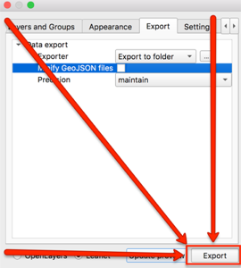 Image is a screenshot highlighting where the Export button is