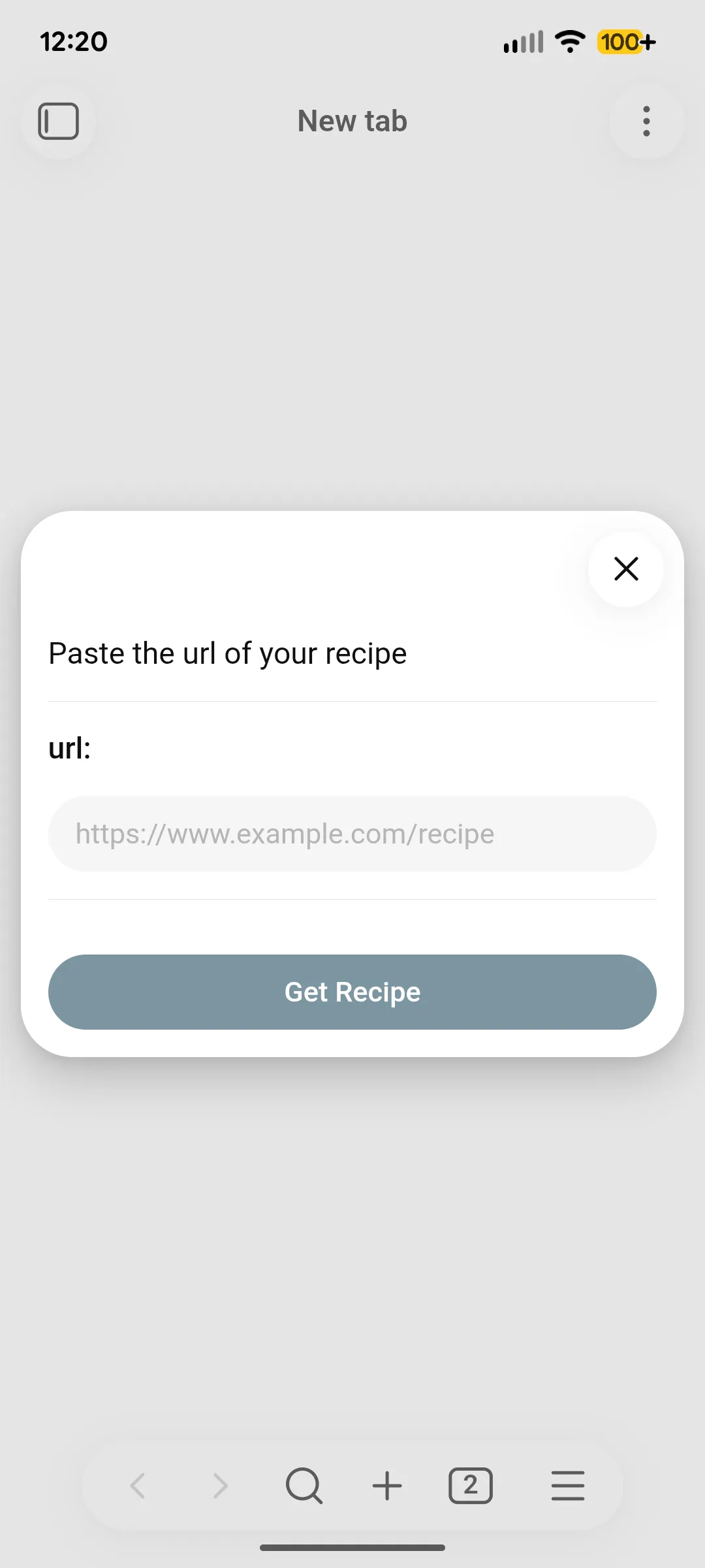 Import a recipe by pasting a URL