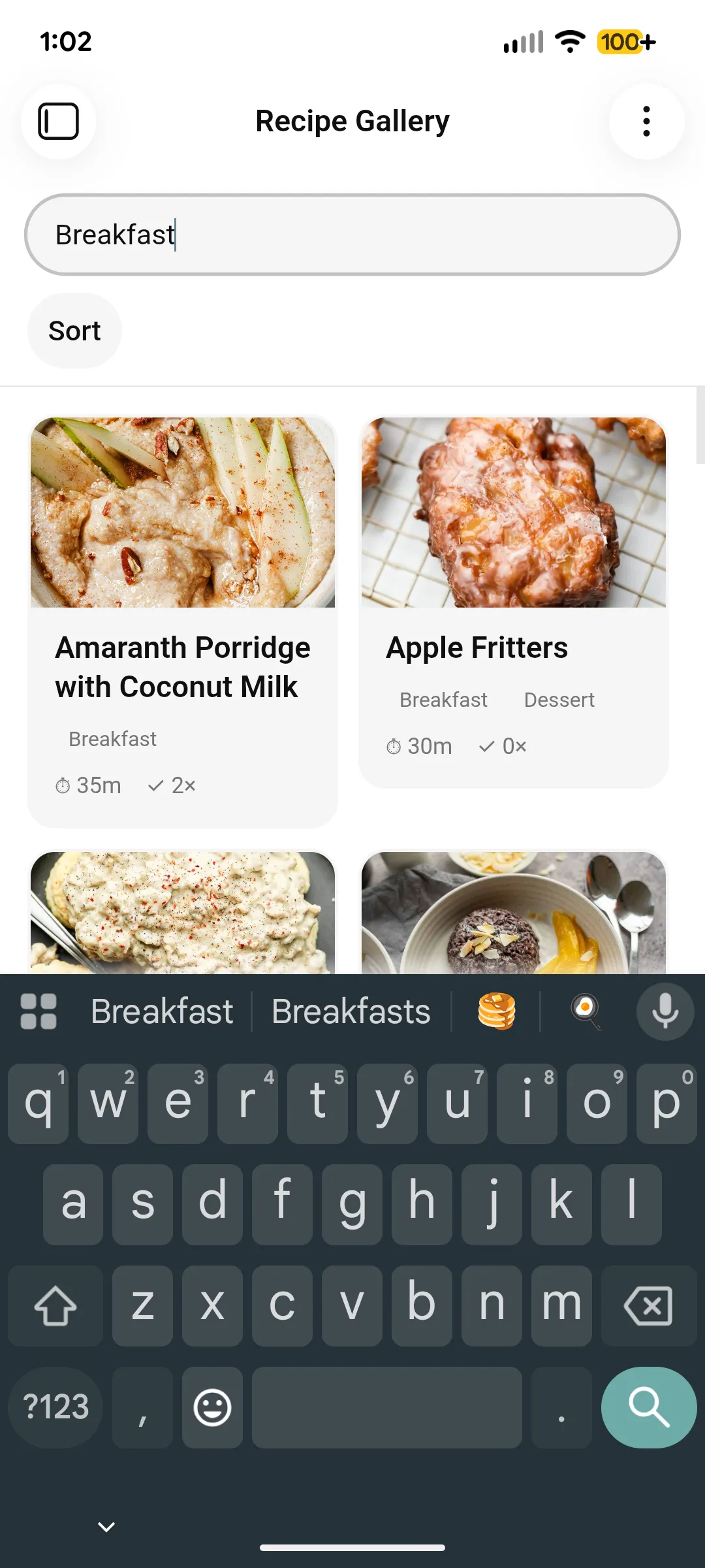 Search across recipes and ingredients