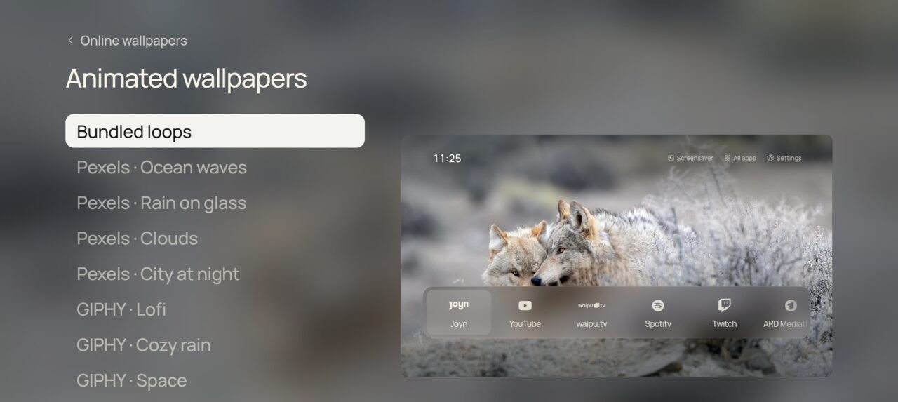 Animated wallpapers page