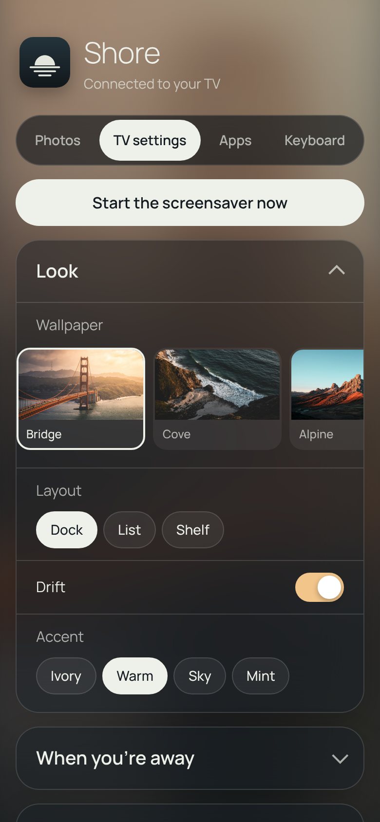 TV settings tab