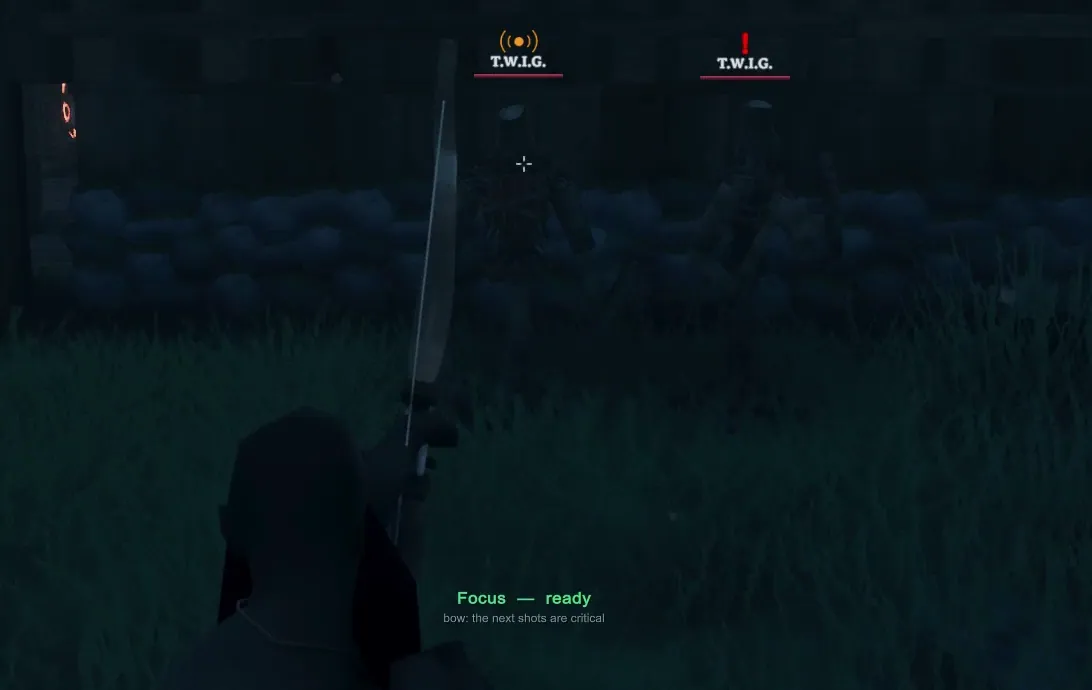 Focus (bow): the next shots are critical, counted in the HUD
