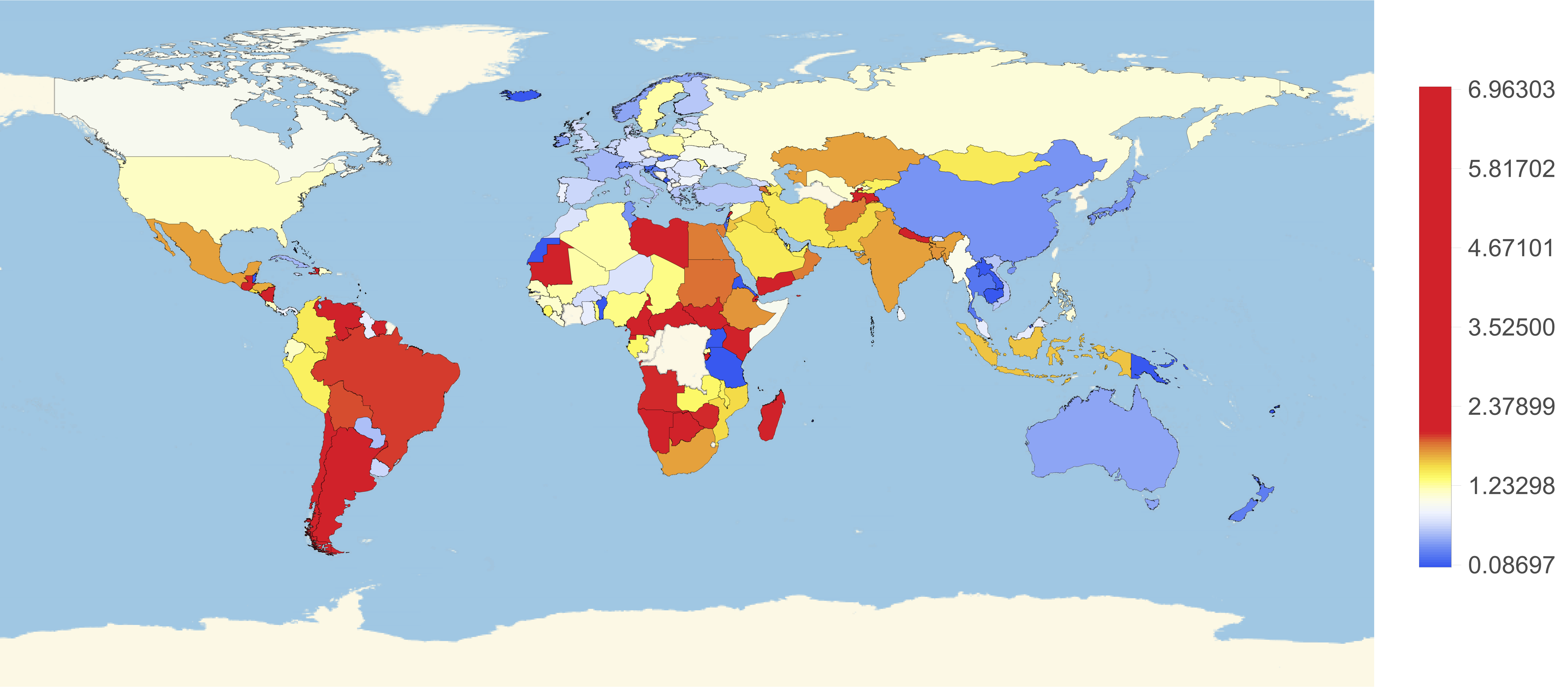 Map of Re worldwide