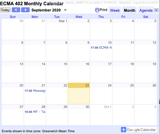 ECMA 402 Calendar