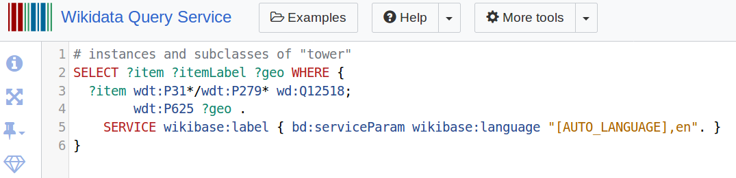 Screenshot of Wikidata Query Service