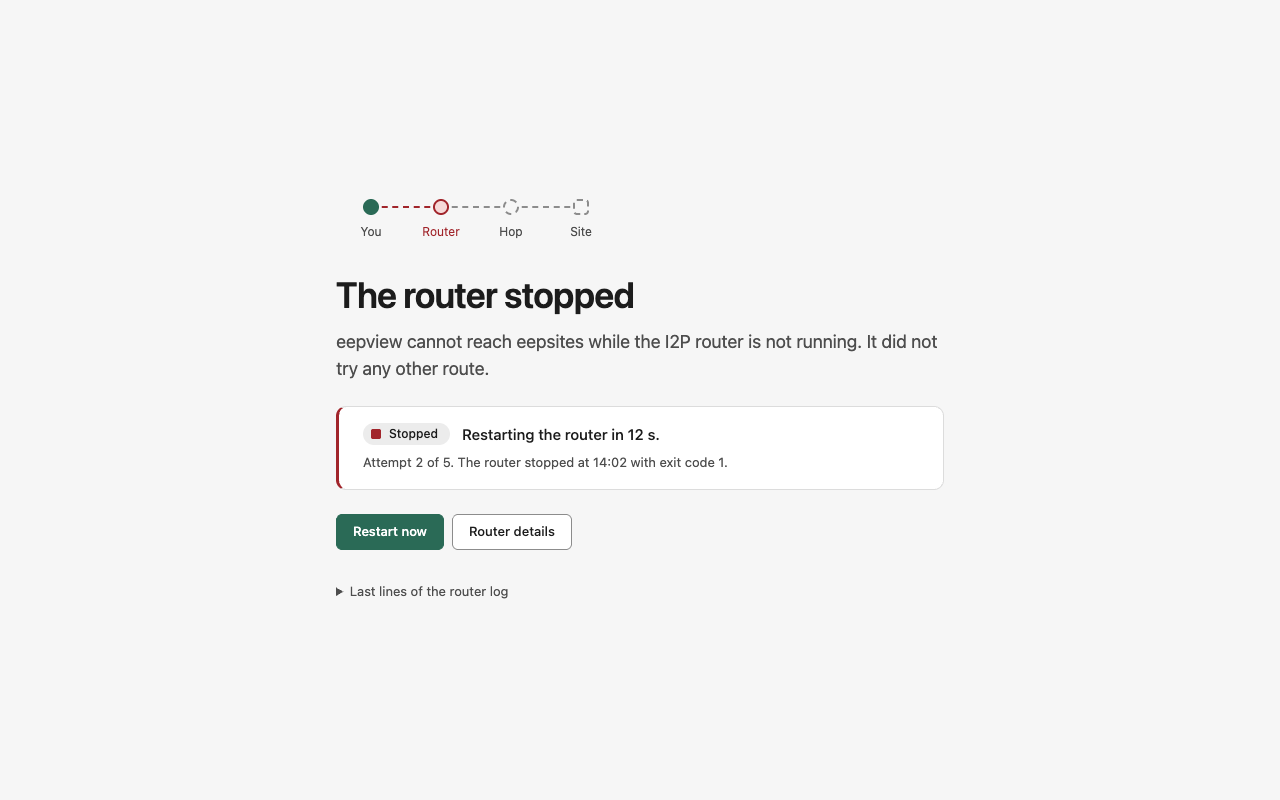 Router stopped