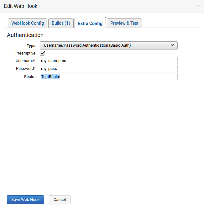 WebHook Authentication UI
