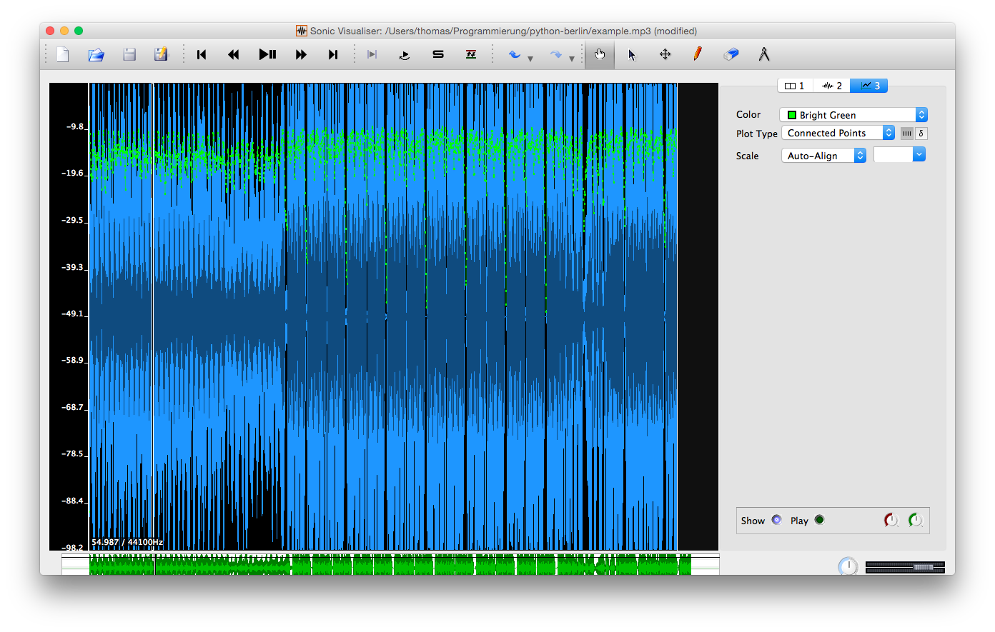 Vickers Loudness in Sonic Visualiser