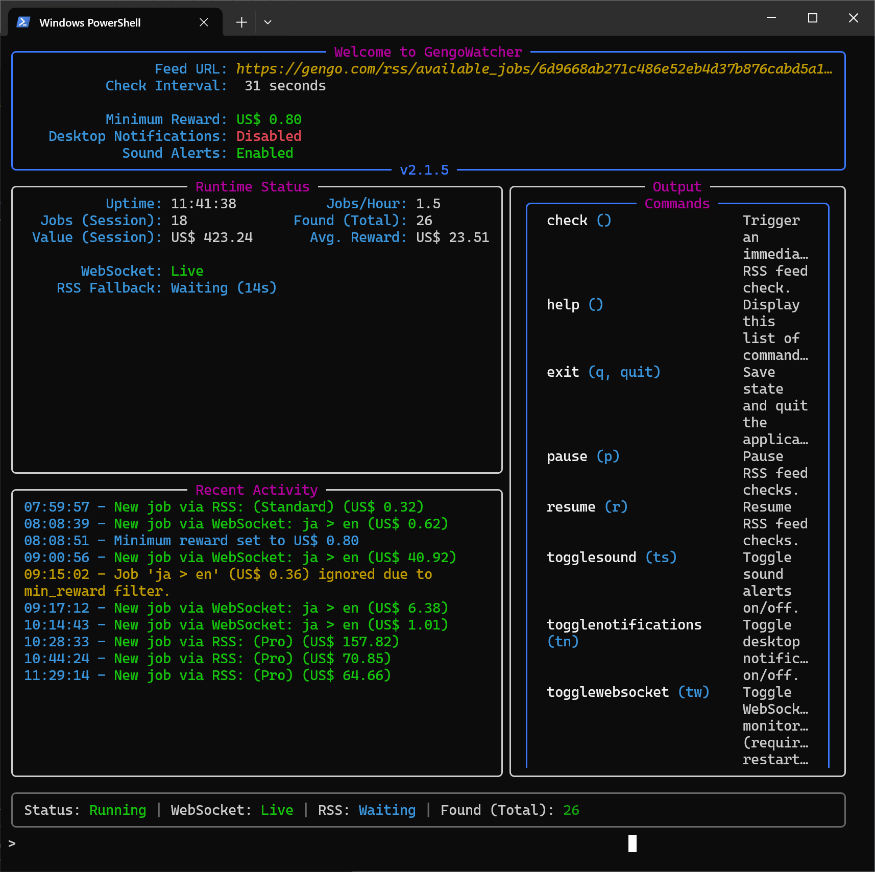 Terminal Job Monitor Screenshot