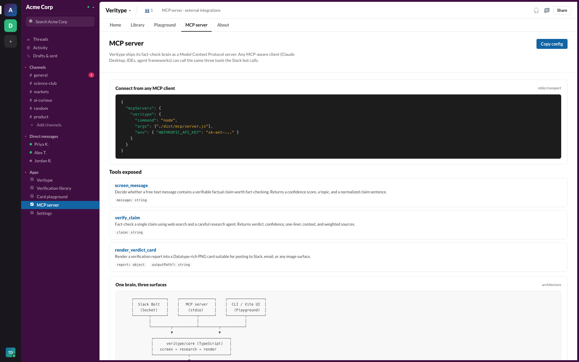 MCP server page