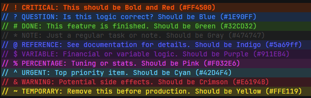 Custom Comment Highlighting