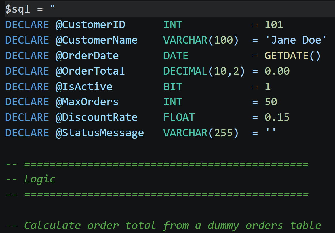 SQL in Strings
