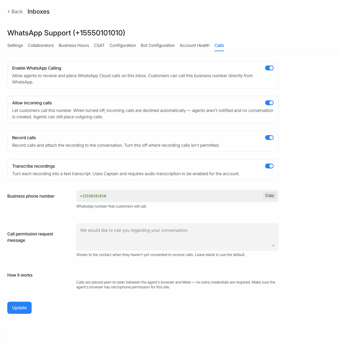 WhatsApp calls recording
settings