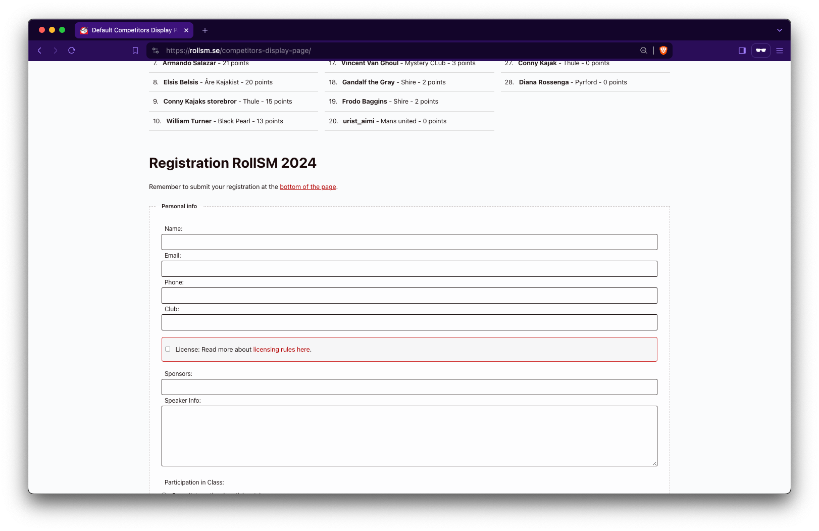 Registration Form