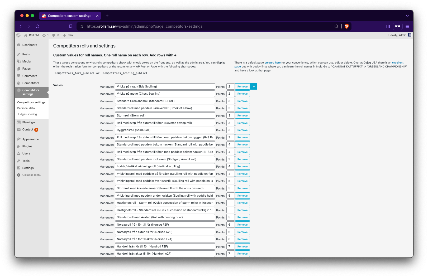Admin Settings Interface