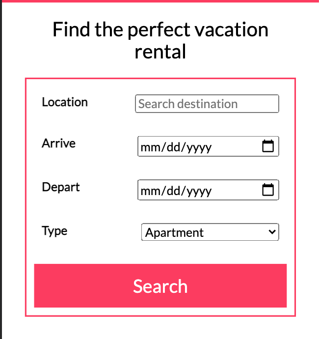 Search form mobile